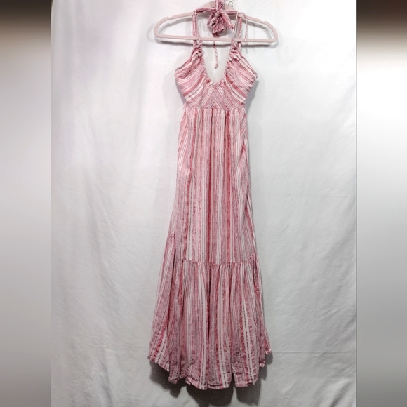 Free People Audrey Striped Halter Maxi Dress Women's S Pink Vacation Beach - Picture 2 of 10
